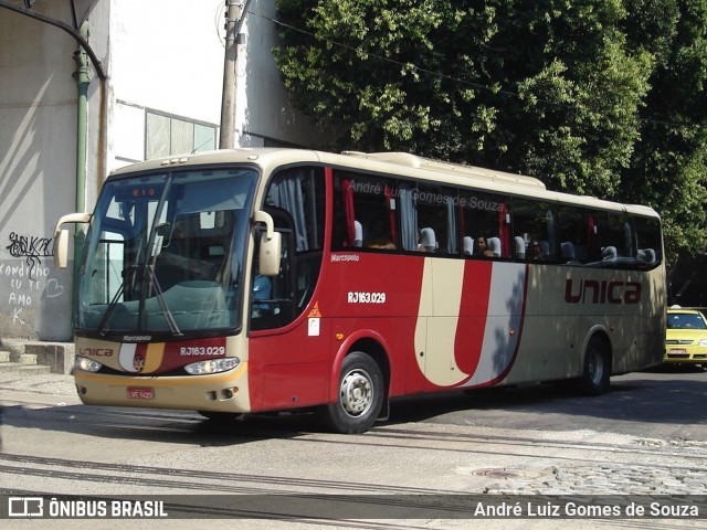 Transportes Única Petrópolis RJ 163.029 na cidade de Rio de Janeiro, Rio de Janeiro, Brasil, por André Luiz Gomes de Souza. ID da foto: 8075114.