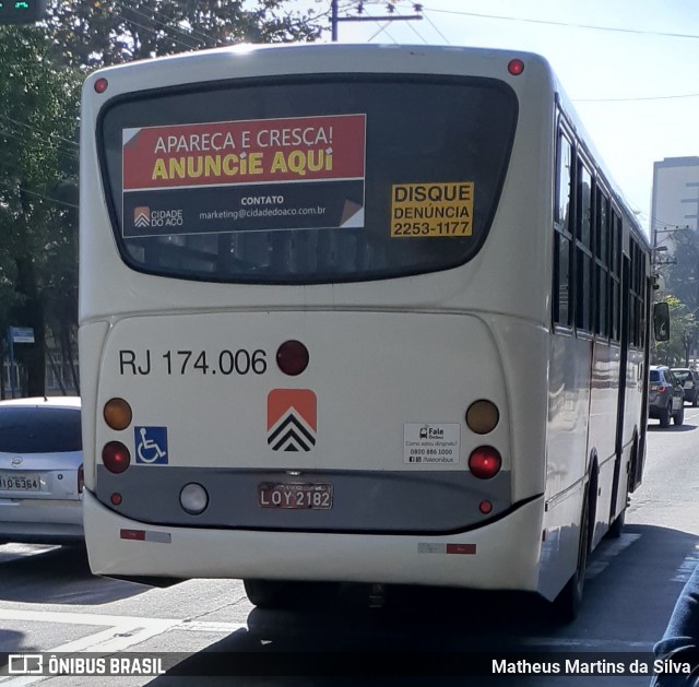 Viação Cidade do Aço RJ 174.006 na cidade de Volta Redonda, Rio de Janeiro, Brasil, por Matheus Martins da Silva. Número da foto: #8078842.