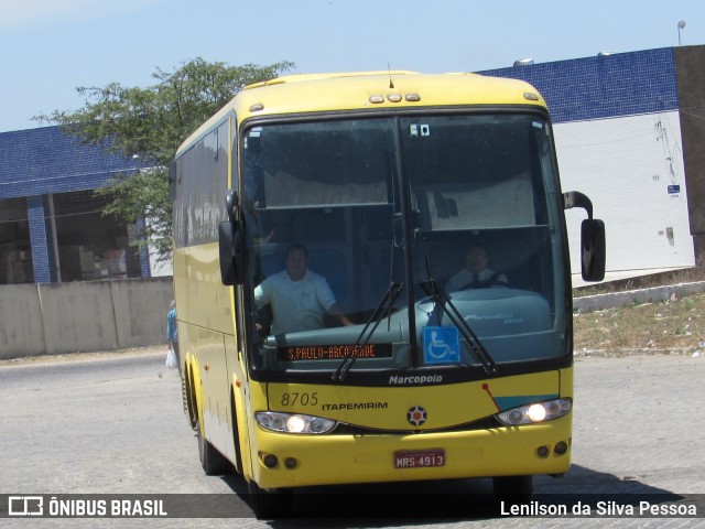 Viação Itapemirim 8705 na cidade de Caruaru, Pernambuco, Brasil, por Lenilson da Silva Pessoa. ID da foto: 8080209.