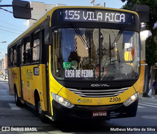 Viação Elite 2306 na cidade de Volta Redonda, Rio de Janeiro, Brasil, por Matheus Martins da Silva. Número da foto: #8081924.