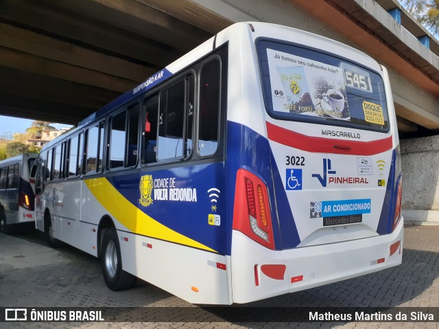 Viação Pinheiral 3022 na cidade de Volta Redonda, Rio de Janeiro, Brasil, por Matheus Martins da Silva. ID da foto: 8081994.