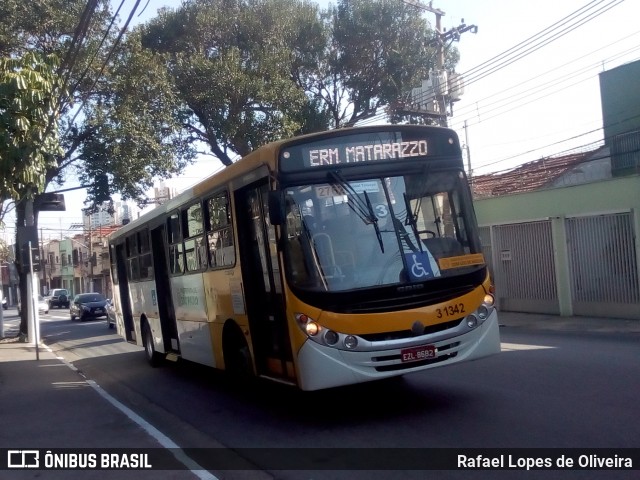 Viação Metrópole Paulista - Zona Leste 3 1342 na cidade de São Paulo, São Paulo, Brasil, por Rafael Lopes de Oliveira. ID da foto: 8081953.