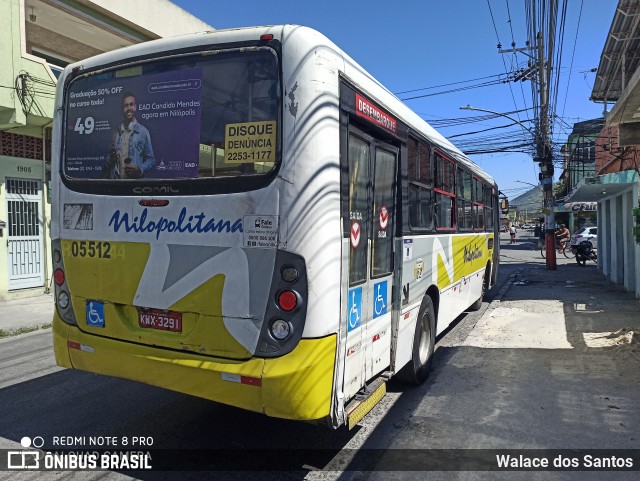 Viação Nilopolitana 05512 na cidade de Nilópolis, Rio de Janeiro, Brasil, por Walace dos Santos. ID da foto: 8153196.