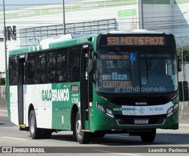 Viação Galo Branco RJ 181.084 na cidade de Niterói, Rio de Janeiro, Brasil, por Leandro  Pacheco. ID da foto: 8194556.