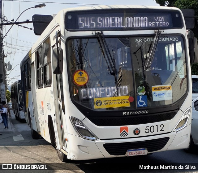 Viação Cidade do Aço 5012 na cidade de Volta Redonda, Rio de Janeiro, Brasil, por Matheus Martins da Silva. ID da foto: 8192734.