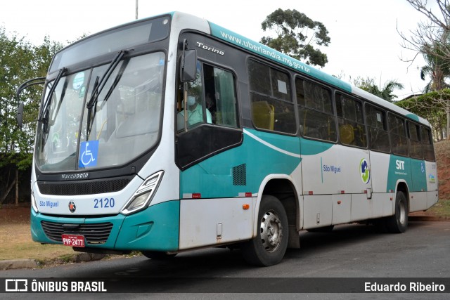 Transporte Urbano São Miguel 2120 na cidade de Uberlândia, Minas Gerais, Brasil, por Eduardo Ribeiro. ID da foto: 8201431.