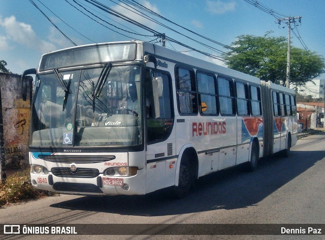 Reunidas Transportes Urbanos 0840 na cidade de Natal, Rio Grande do Norte, Brasil, por Dennis Paz. ID da foto: 8201560.