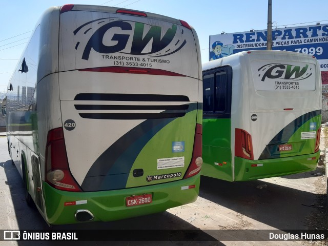 GW Transportes e Turismo 420 na cidade de Betim, Minas Gerais, Brasil, por Douglas Hunas. ID da foto: 8207842.