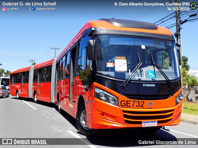 Viação Cidade Sorriso GE732 na cidade de Curitiba, Paraná, Brasil, por Gabriel Giacomin de Lima. ID da foto: 8209364.