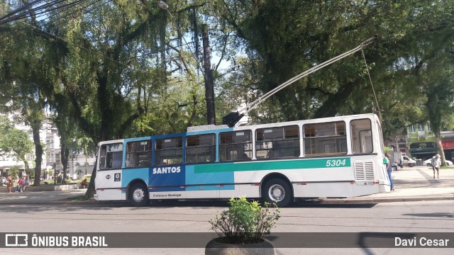 Viação Piracicabana Santos 5304 na cidade de Santos, São Paulo, Brasil, por Davi Cesar. ID da foto: 8157673.