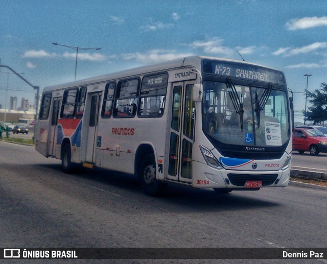 Reunidas Transportes Urbanos 08104 na cidade de Natal, Rio Grande do Norte, Brasil, por Dennis Paz. ID da foto: 8215466.