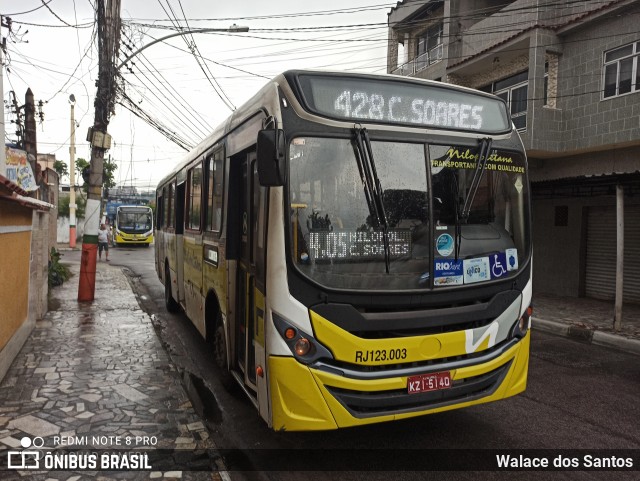 Viação Nilopolitana RJ 123.003 na cidade de Nilópolis, Rio de Janeiro, Brasil, por Walace dos Santos. ID da foto: 8214219.