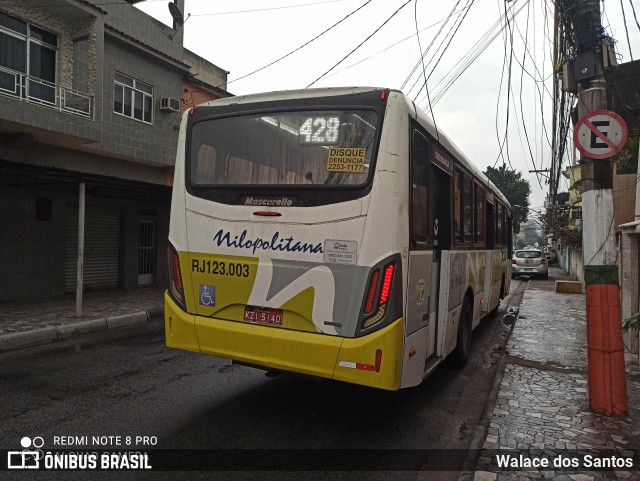 Viação Nilopolitana RJ 123.003 na cidade de Nilópolis, Rio de Janeiro, Brasil, por Walace dos Santos. Número da foto: #8214215.