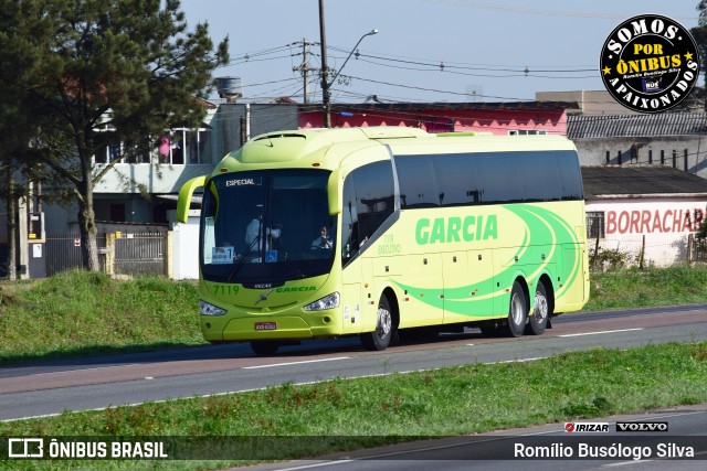 Viação Garcia 7119 na cidade de São José dos Pinhais, Paraná, Brasil, por Romílio Busólogo Silva . ID da foto: 8223910.