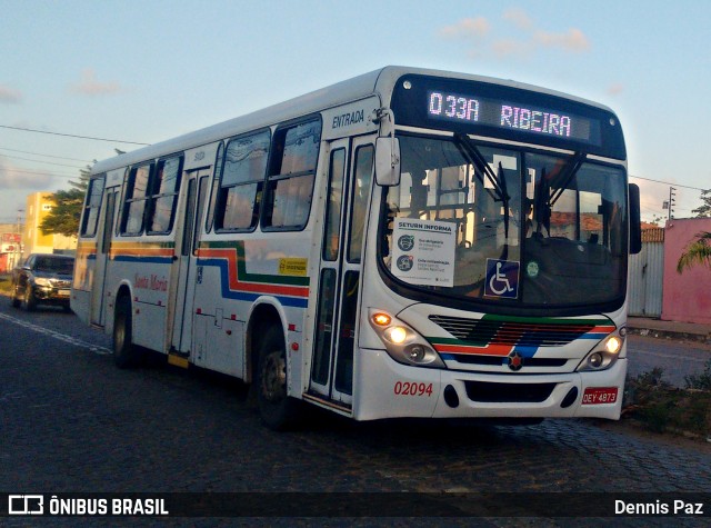 Auto Ônibus Santa Maria Transporte e Turismo 02094 na cidade de Natal, Rio Grande do Norte, Brasil, por Dennis Paz. Número da foto: #8229190.
