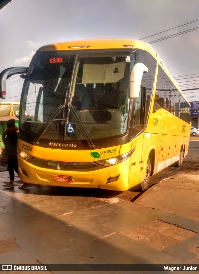 Verde Transportes 7304 na cidade de Cuiabá, Mato Grosso, Brasil, por Wagner Junior. ID da foto: 8233002.