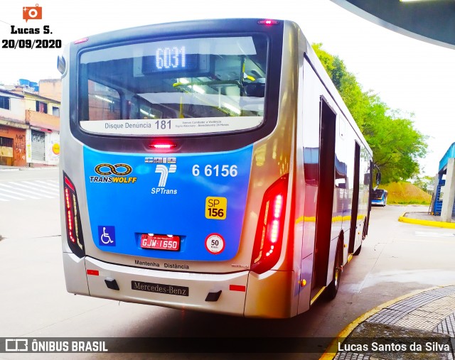 Transwolff Transportes e Turismo 6 6156 na cidade de São Paulo, São Paulo, Brasil, por Lucas Santos da Silva. ID da foto: 8232162.