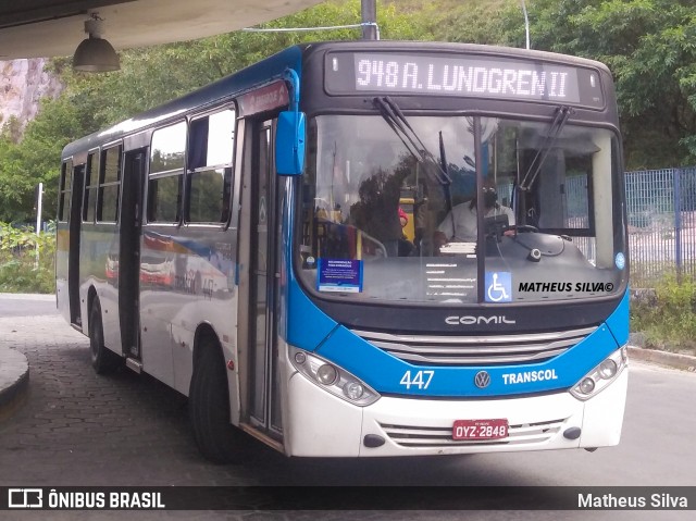 Transcol - Transportes Coletivos Ltda. 447 na cidade de Recife, Pernambuco, Brasil, por Matheus Silva. Número da foto: #8236706.