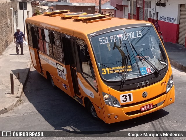 Transporte Suplementar de Belo Horizonte 1118 na cidade de Belo Horizonte, Minas Gerais, Brasil, por Kaique Marquês Medeiros . ID da foto: 8241775.