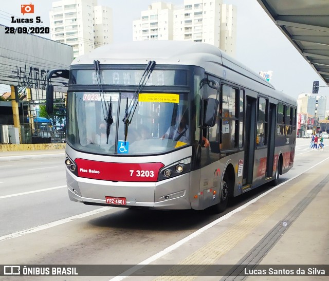 Viação Metrópole Paulista - Zona Sul 7 3203 na cidade de São Paulo, São Paulo, Brasil, por Lucas Santos da Silva. ID da foto: 8240913.