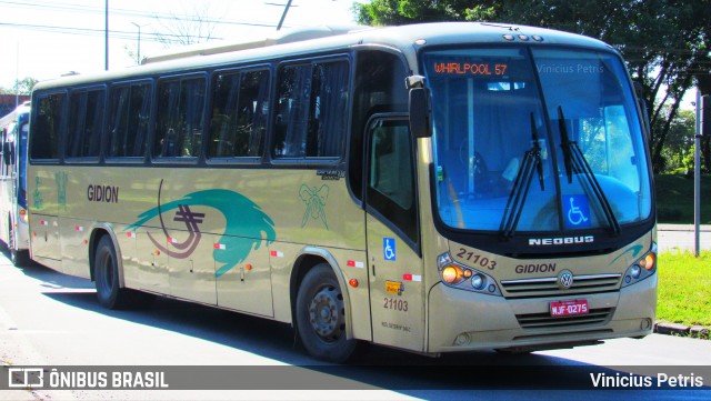 Gidion Transporte e Turismo 21103 na cidade de Joinville, Santa Catarina, Brasil, por Vinicius Petris. ID da foto: 8161534.