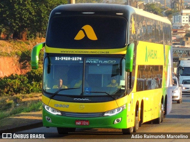 Viação Amarelinho 13302 na cidade de Belo Horizonte, Minas Gerais, Brasil, por Adão Raimundo Marcelino. ID da foto: 8164190.