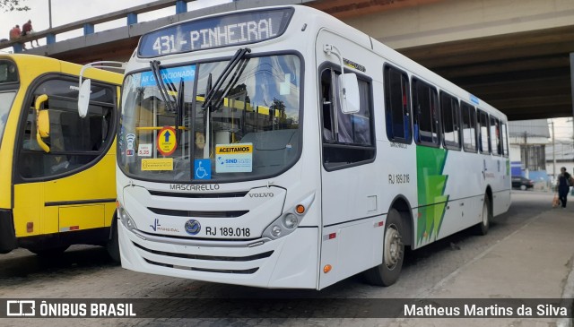 Viação Pinheiral RJ 189.018 na cidade de Volta Redonda, Rio de Janeiro, Brasil, por Matheus Martins da Silva. ID da foto: 8169335.