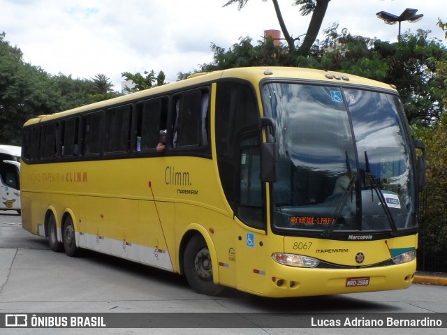 Viação Itapemirim 8067 na cidade de São Paulo, São Paulo, Brasil, por Lucas Adriano Bernardino. ID da foto: 8175962.